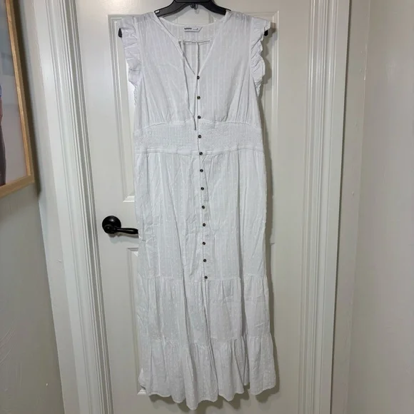 Sonoma | Dresses | Nwt Sonoma White Flutter Sleeve Tiered Buttondown Maxi  Dress Womens X | Poshmark